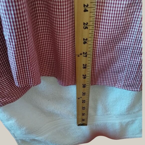Burberry London Gingham Poplin Long-Sleeve Button-Up Shirt Mens Red/White Large - Picture 5 of 12